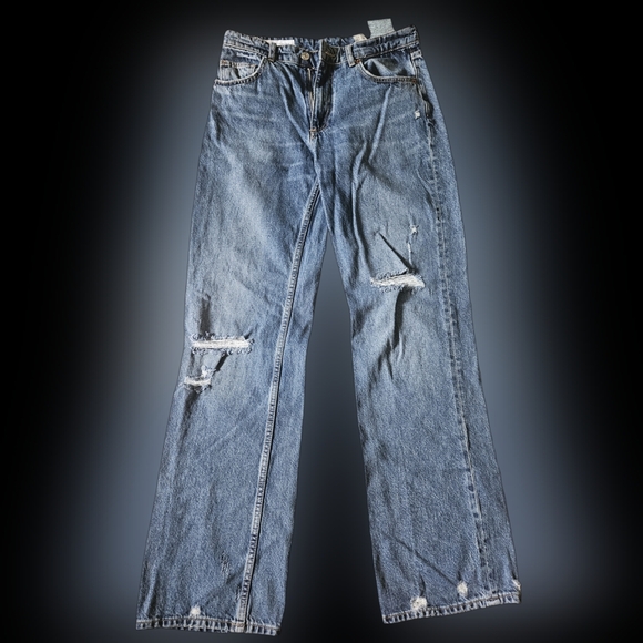 Zara Wide Leg Jeans, Distressed - Picture 4 of 16